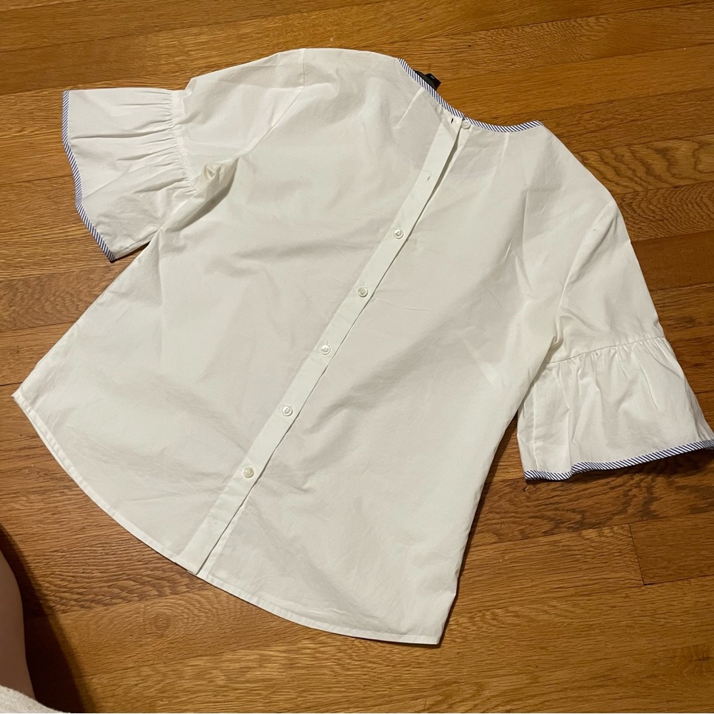 Jcrew Button Back Gingham Lined Bell Sleeve Top W… - image 4